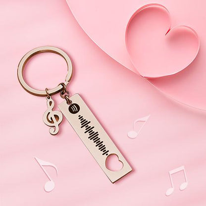 Customized Scannable Spotify Code Plaque Keychain Music and Photo, Song Keychain,Engraved Keychain Anniversary Gifts For Lovers