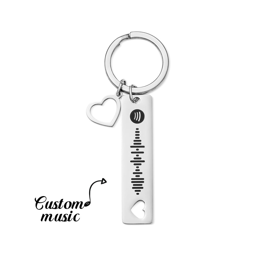 Customized Scannable Spotify Code Plaque Keychain Music and Photo, Song Keychain,Engraved Keychain Anniversary Gifts For Lovers