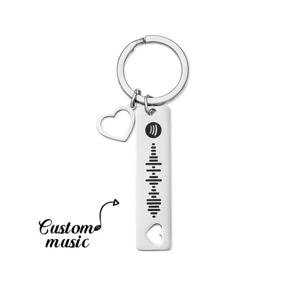 Customized Scannable Spotify Code Plaque Keychain Music and Photo, Song Keychain,Engraved Keychain Anniversary Gifts For Lovers