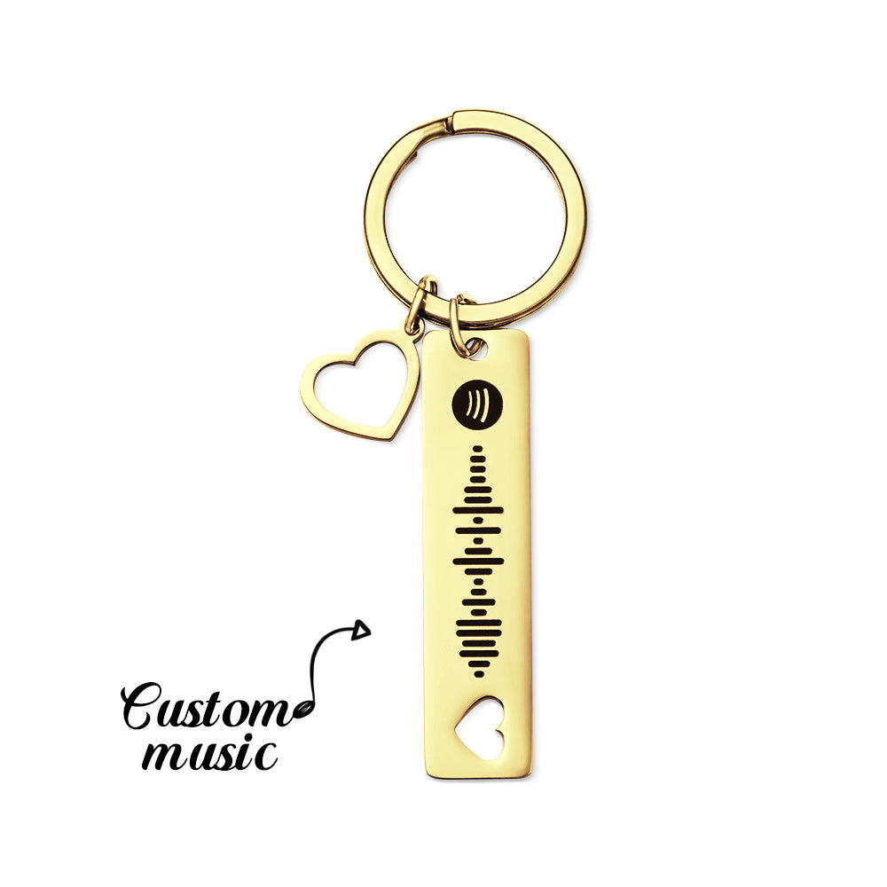 Customized Scannable Spotify Code Plaque Keychain Music and Photo, Song Keychain,Engraved Keychain Anniversary Gifts For Lovers