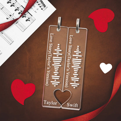 Customized Scannable Spotify Code Plaque Keychain Music and Photo, Song Keychain,Engraved Keychain Anniversary Gifts For Lovers