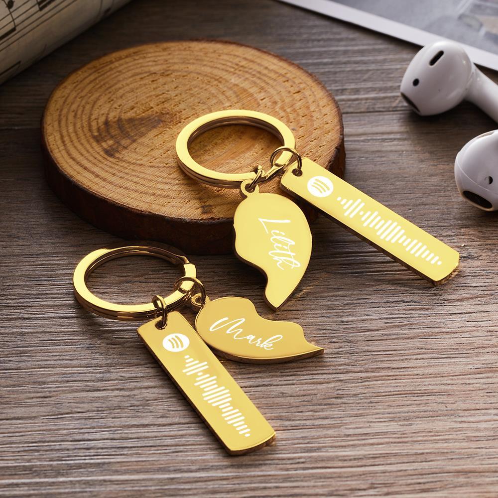 Personalized Spotify Code Keychain Custom Name in Heart Shape Keychain  for Her