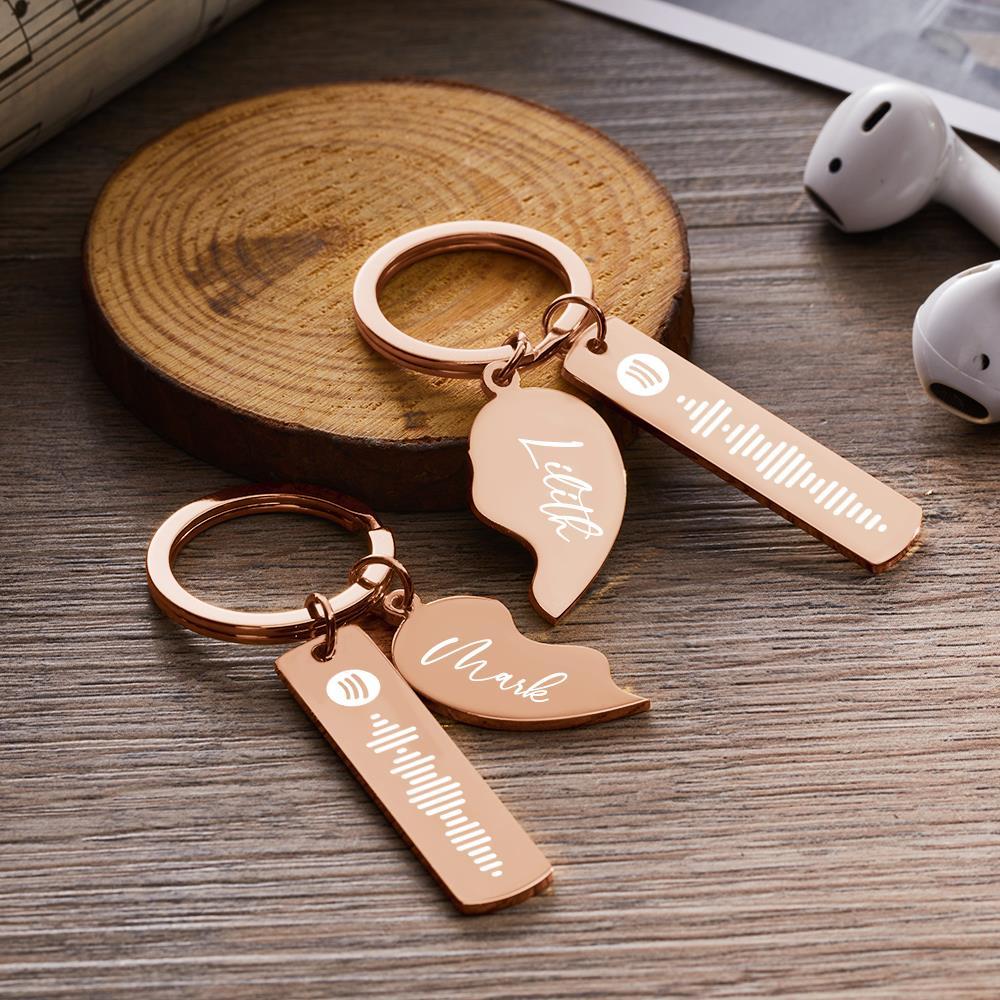Personalized Spotify Code Keychain Custom Name in Heart Shape Keychain  for Her