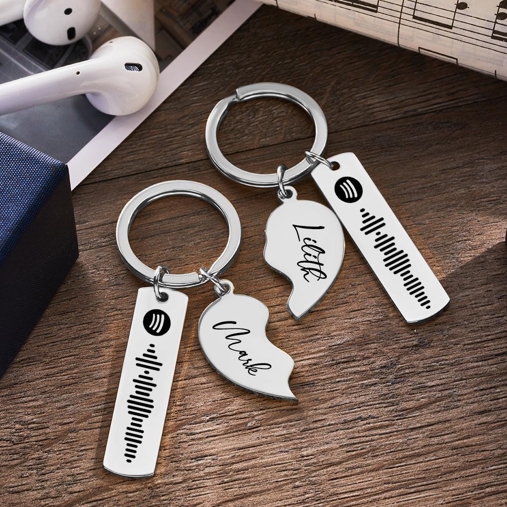 Personalized Spotify Code Keychain Custom Name in Heart Shape Keychain  for Her