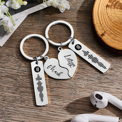 Personalized Spotify Code Keychain Custom Name in Heart Shape Keychain  for Her