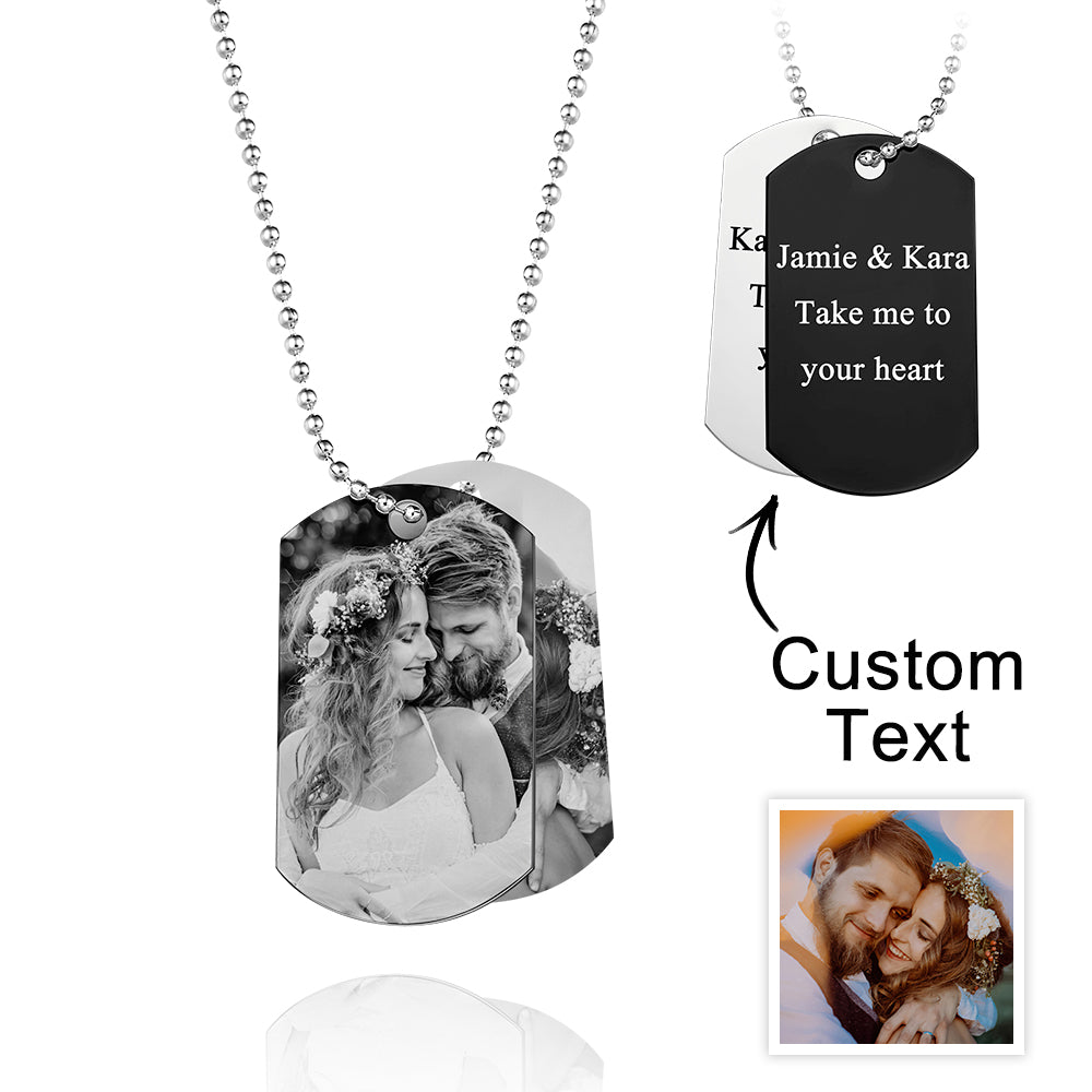 Custom Double Dog Tag Necklace Personalized Men's Jewelry for Wedding Gift And Anniversary