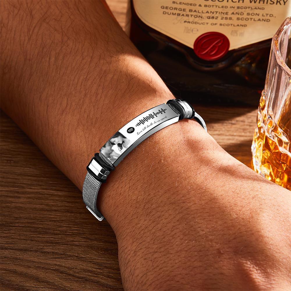 Personalized Spotify Code Bracelet with Your Photo Perfect Gift for Couple on Valentine’s Day