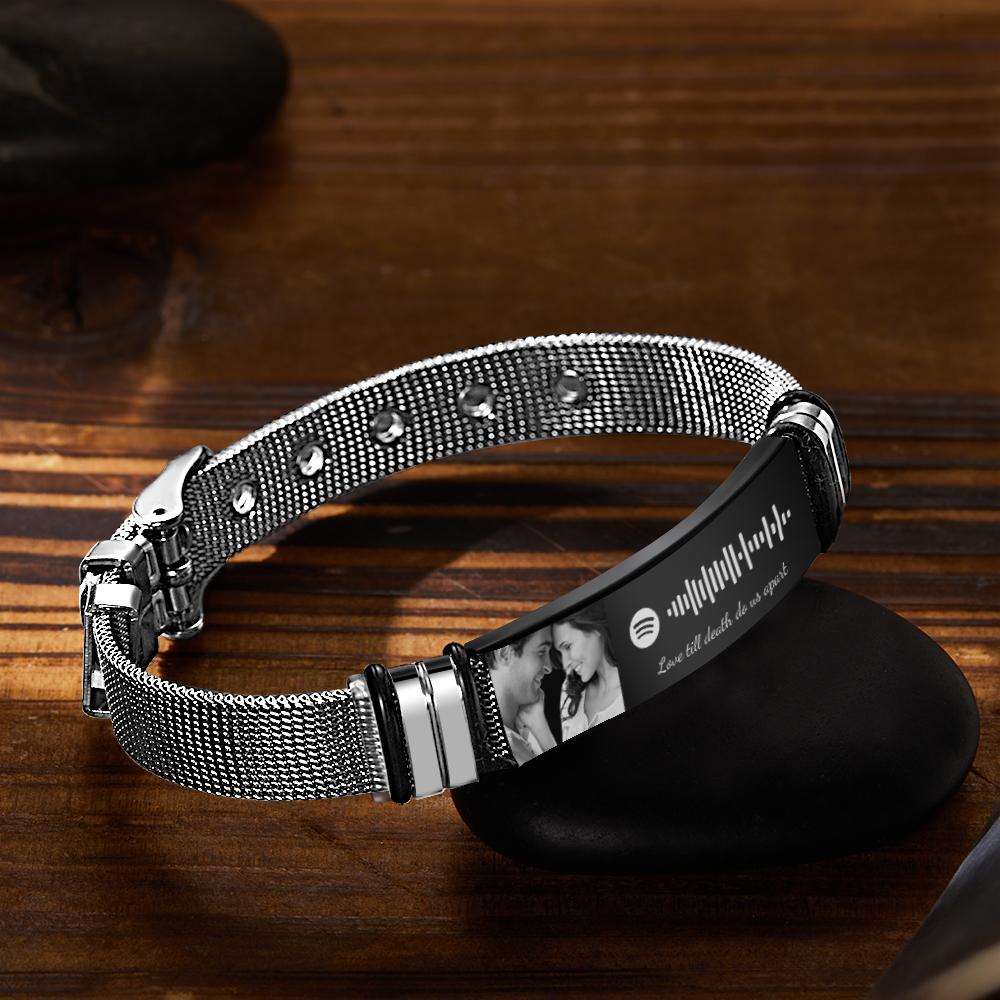 Personalized Spotify Code Bracelet with Your Photo Perfect Gift for Couple on Valentine’s Day