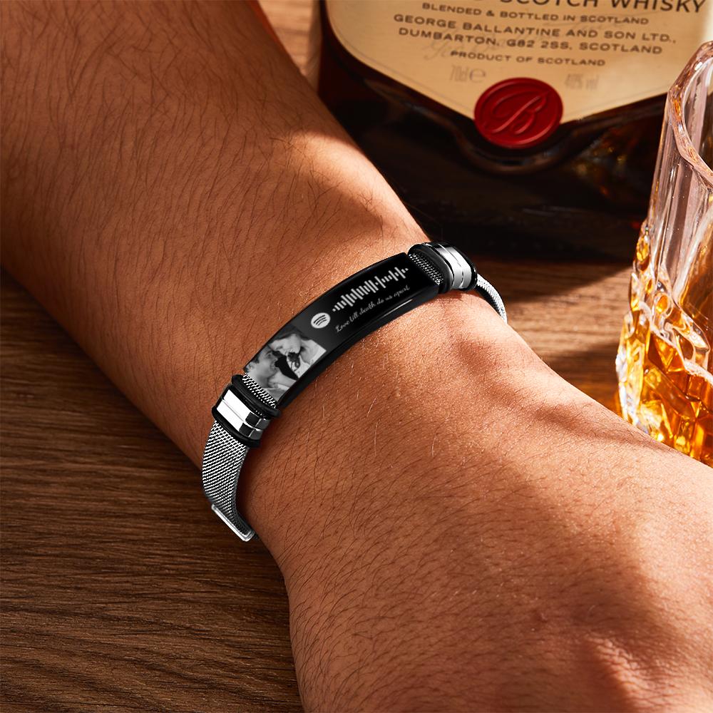 Personalized Spotify Code Bracelet with Your Photo Perfect Gift for Couple on Valentine’s Day