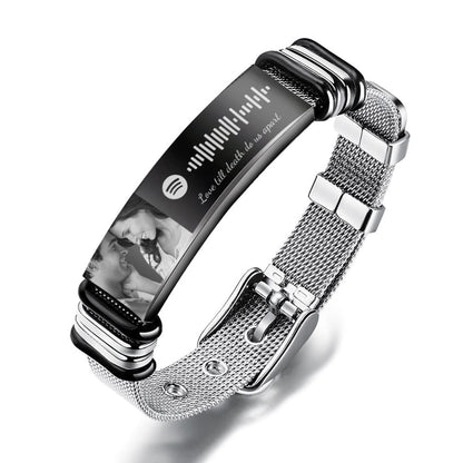 Personalized Spotify Code Bracelet with Your Photo Perfect Gift for Couple on Valentine’s Day