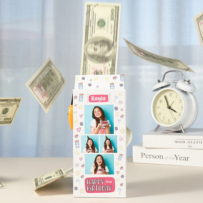 Personalized Birthday Money Box Surprise Pop Up Cash Box Unique Gift for Birthday