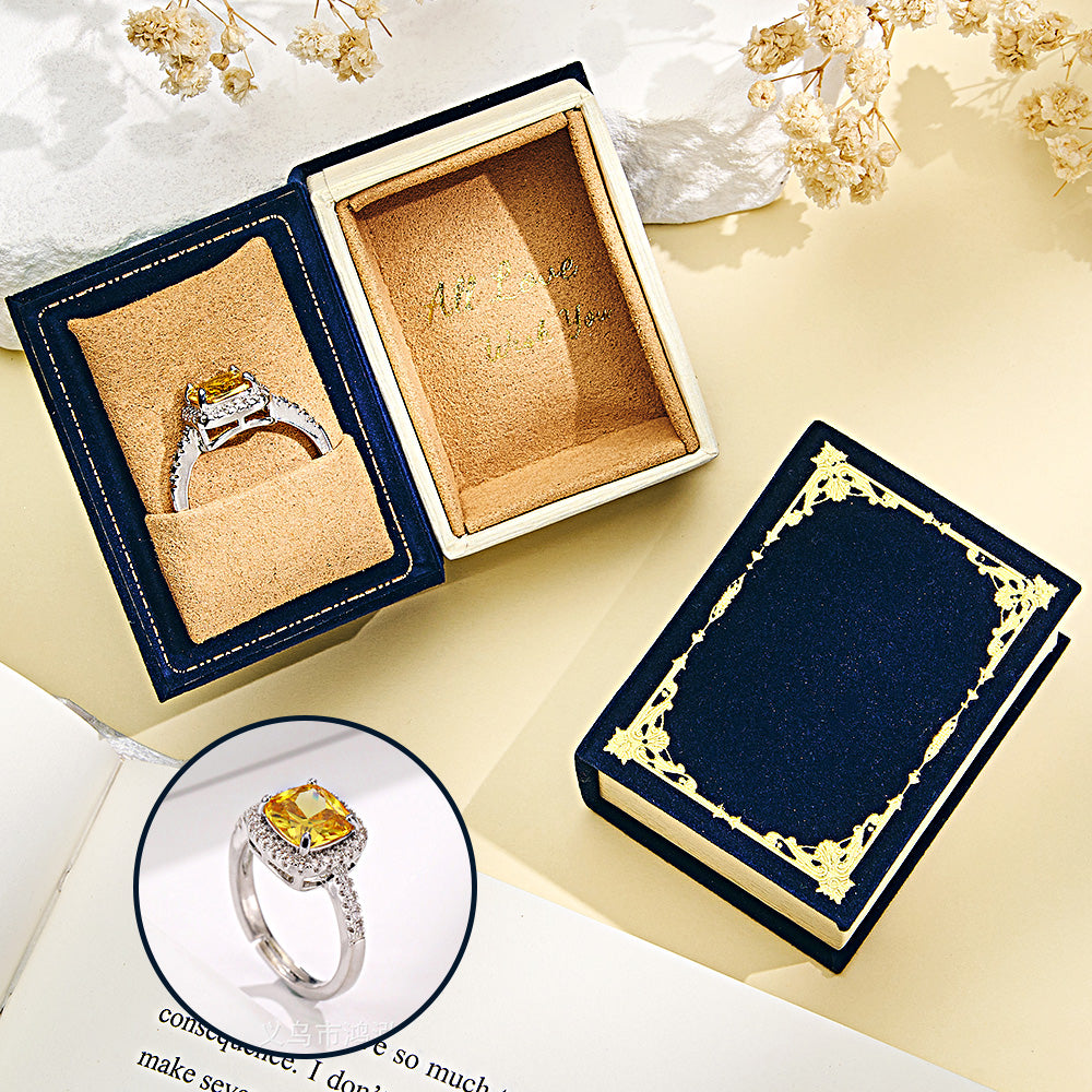 Book Shape Box with Adjustable Ring Multicolor Valentine's Day Gift For Lover For Her