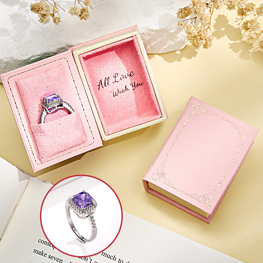 Book Shape Box with Adjustable Ring Multicolor Valentine's Day Gift For Lover For Her