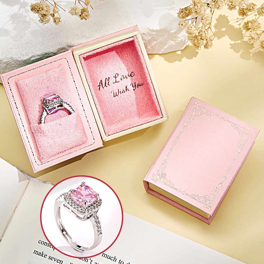 Book Shape Box with Adjustable Ring Multicolor Valentine's Day Gift For Lover For Her