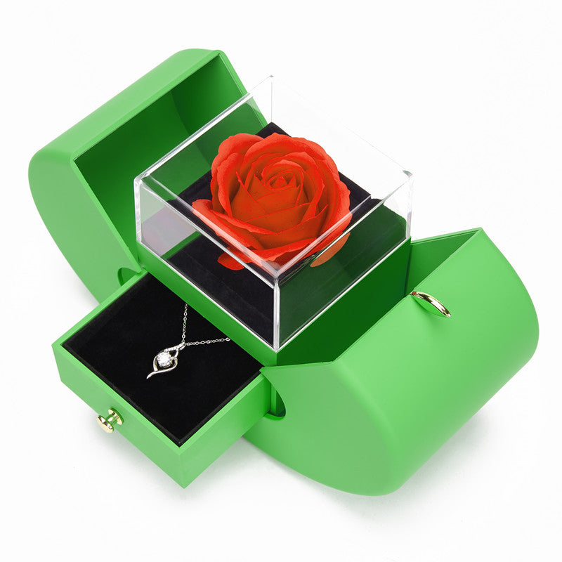 Eternity Flower Red Rose Apple Shape Gift Box Jewelry Organizer