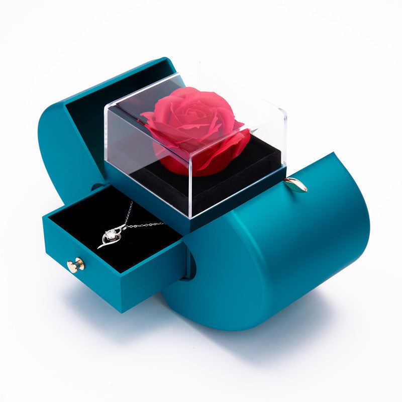 Eternity Flower Red Rose Apple Shape Gift Box Jewelry Organizer