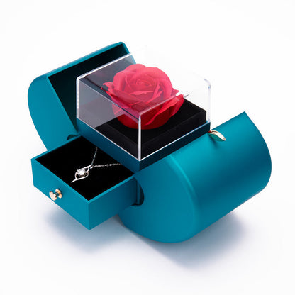 Eternity Flower Red Rose Apple Shape Gift Box Jewelry Organizer