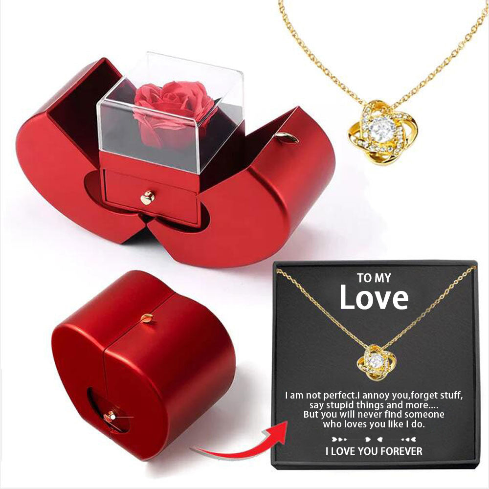 To My Love Necklace with Eternity Flower Red Rose Gift Box Set Mother's Day Gift