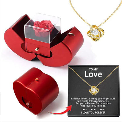 To My Love Necklace with Eternity Flower Red Rose Gift Box Set Mother's Day Gift