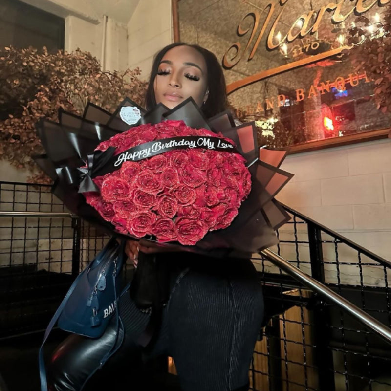 Glitter Rose Bouquet Best Valentine's Day Anniversary Gift for Her
