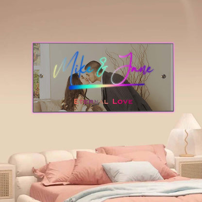 Custom Name Mirror Sign Custom Text Led Multi Color Light Up Wall Hanging Neon Signs Home Decor Gift For Couple