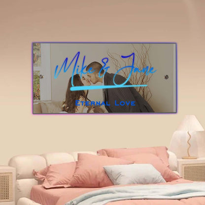 Custom Name Mirror Sign Custom Text Led Multi Color Light Up Wall Hanging Neon Signs Home Decor Gift For Couple