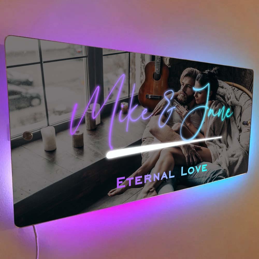 Custom Name Mirror Sign Custom Text Led Multi Color Light Up Wall Hanging Neon Signs Home Decor Gift For Couple