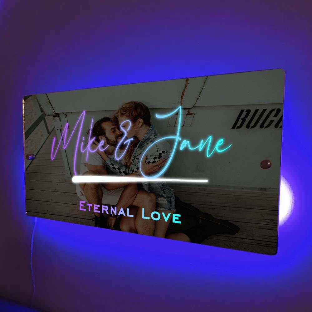 Custom Name Mirror Sign Custom Text Led Multi Color Light Up Wall Hanging Neon Signs Home Decor Gift For Couple