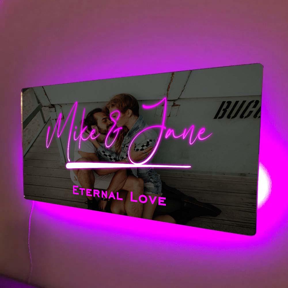 Custom Name Mirror Sign Custom Text Led Multi Color Light Up Wall Hanging Neon Signs Home Decor Gift For Couple