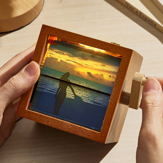 Custom Photo Flipbook Frame Animation Machine Mechanical Hand-cranked Flipbook Box Photo Album with Light Photo Cube Frame Anniversary Gifts