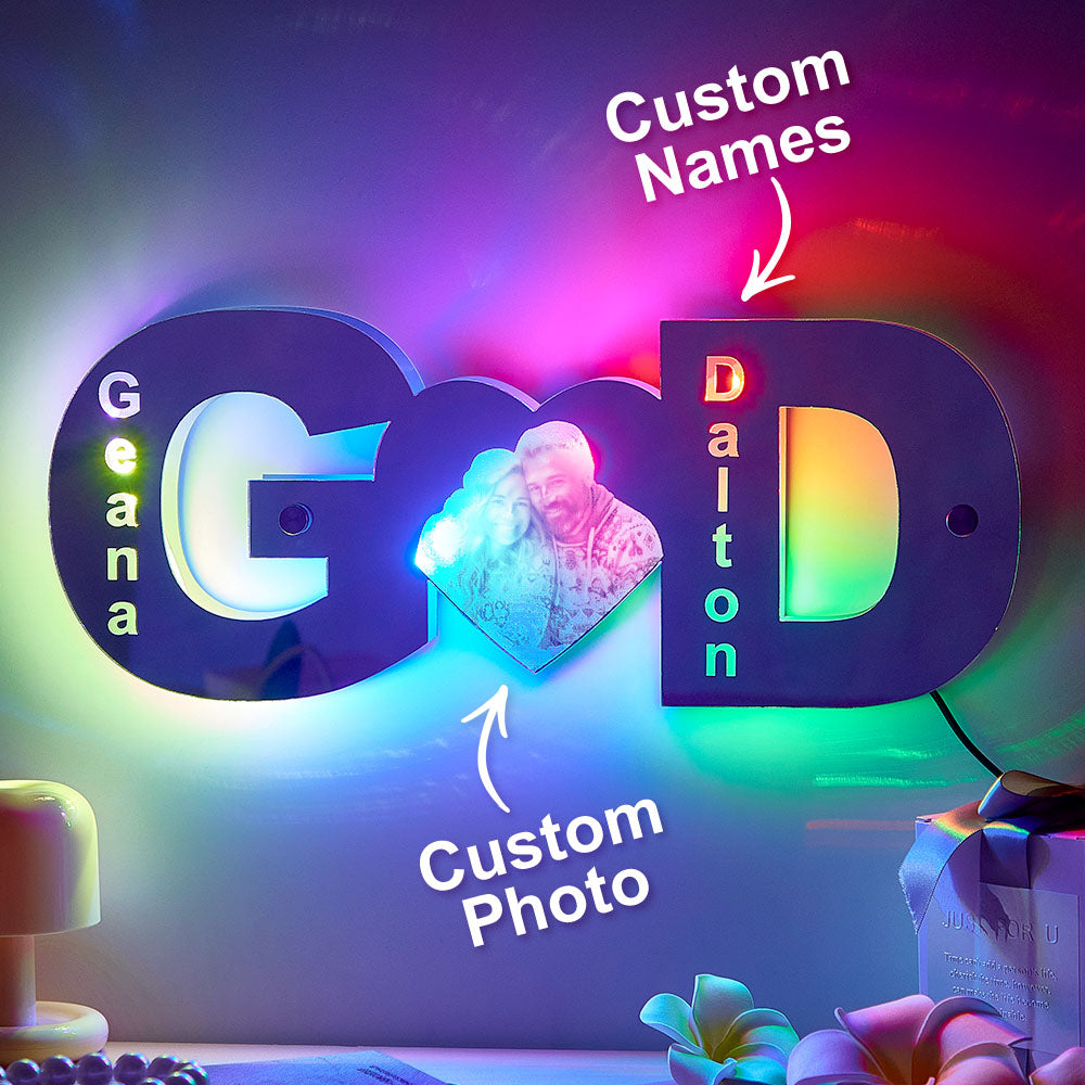 Personalized letter heart photo led mirror light Valentine's Day Gifts