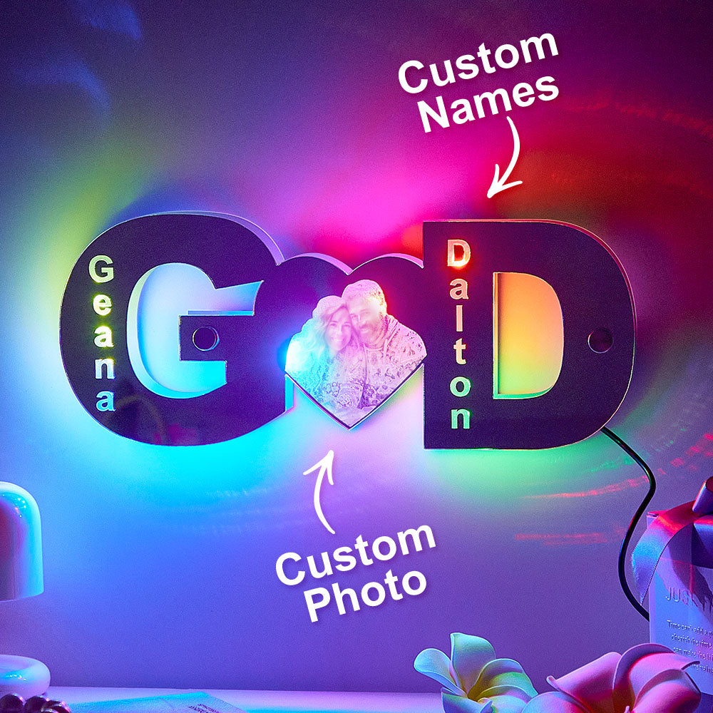 Personalized letter heart photo led mirror light Valentine's Day Gifts