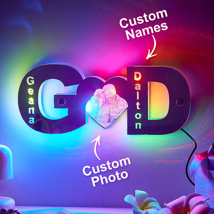 Personalized letter heart photo led mirror light Valentine's Day Gifts