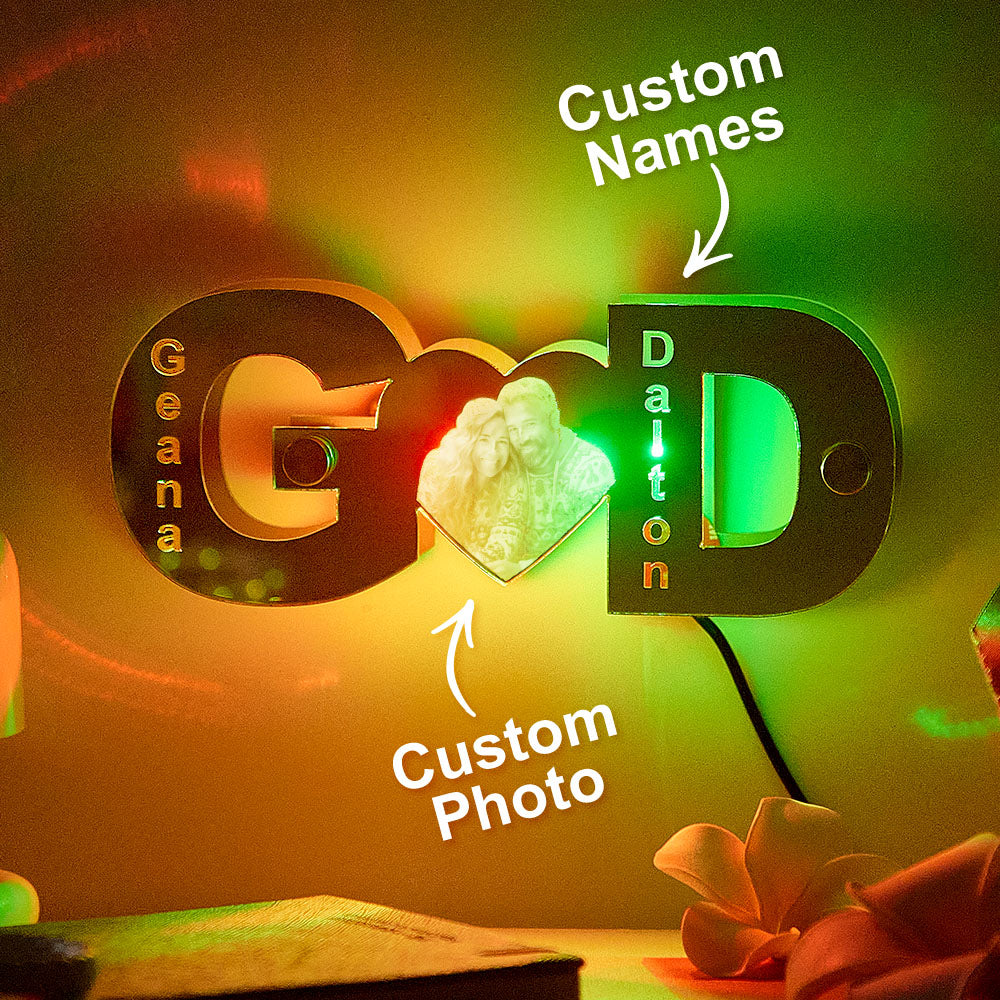 Personalized letter heart photo led mirror light Valentine's Day Gifts
