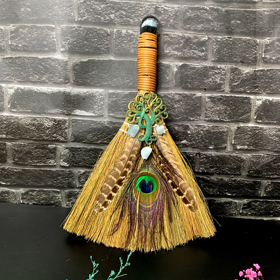 Amethyst Protection Broom – Handcrafted Witch Broom for Energy Cleansing