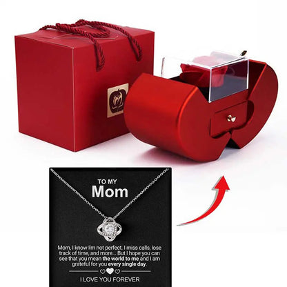 To My Love Necklace with Eternity Flower Red Rose Gift Box Set Mother's Day Gift