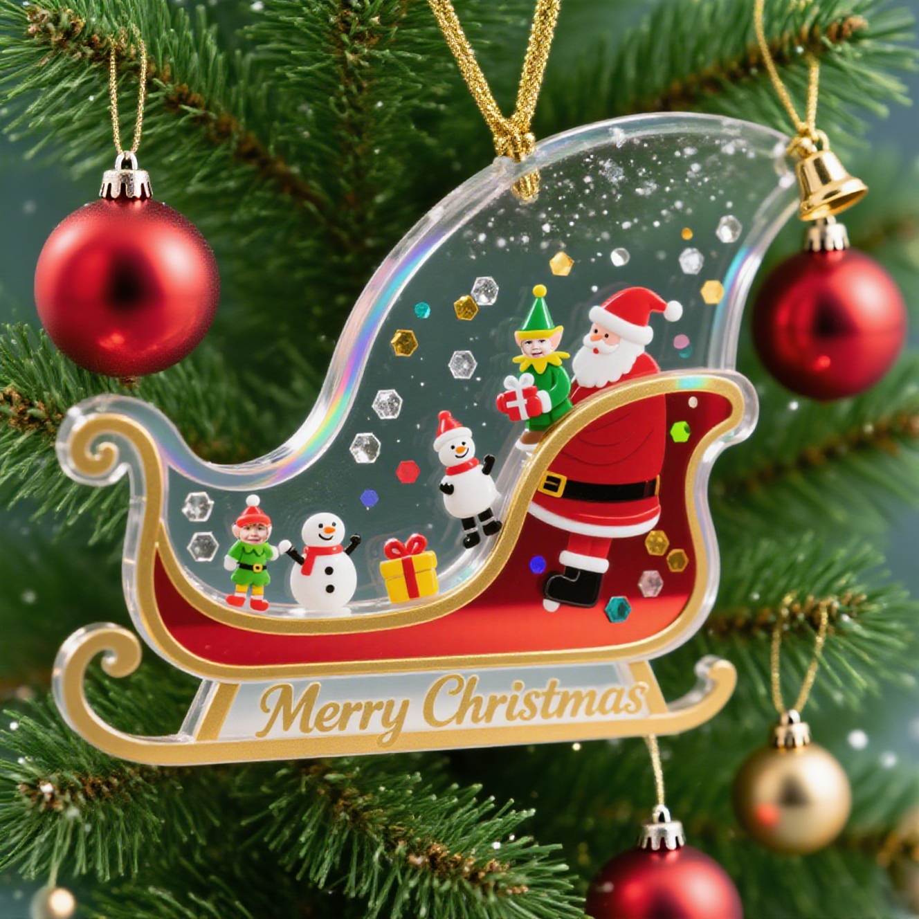 Christmas Tree Ornament with Your Own Photo – Personalized Holiday Gift & Home Décor