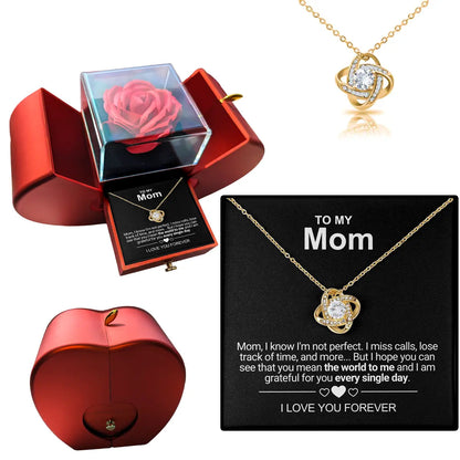 To My Love Necklace with Eternity Flower Red Rose Gift Box Set Mother's Day Gift