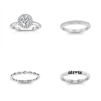 Twine Personalized Halo Engagement Ring Stack