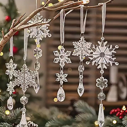 Snowdrop Crystal Ornaments – 10-Piece Hanging Christmas Décor Set