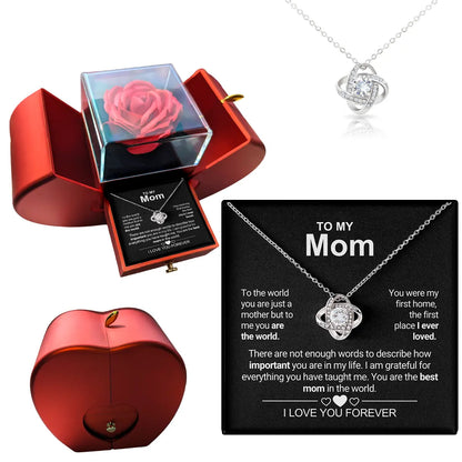 To My Love Necklace with Eternity Flower Red Rose Gift Box Set Mother's Day Gift